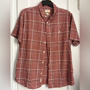 Weatherproof Vintage Plaid Casual Button Down Cotton Linen Shirt, Sz: Large